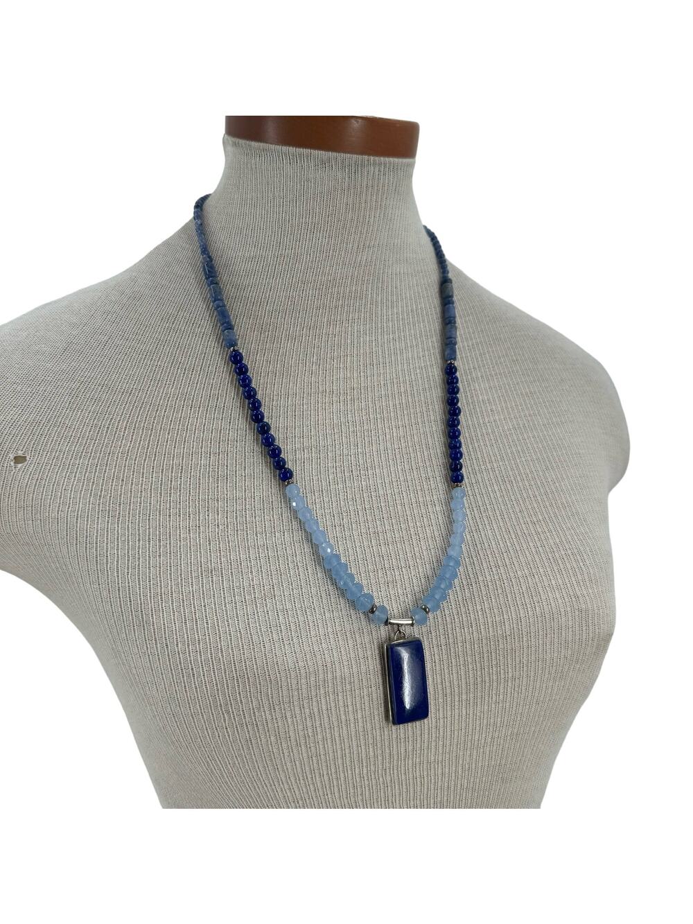 Hand Craft Lapis, Sodalite, Blue Chalcedony Stone beaded 24 inch necklace